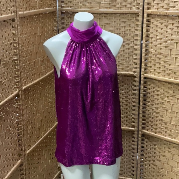 Ramy Brook Tops - Ramy Brook Fuchsia Sequin Halter Blouse